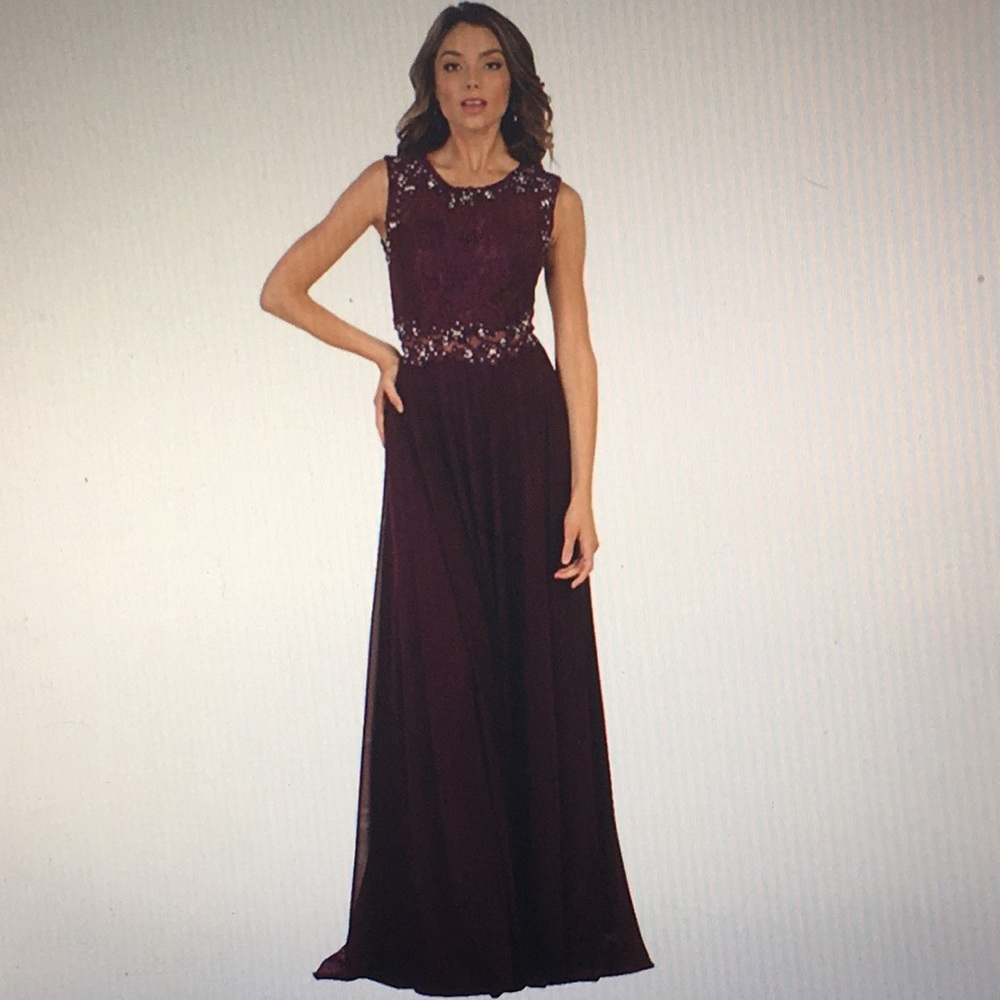 May Queen MQ1520 formal demure prom long dress.
